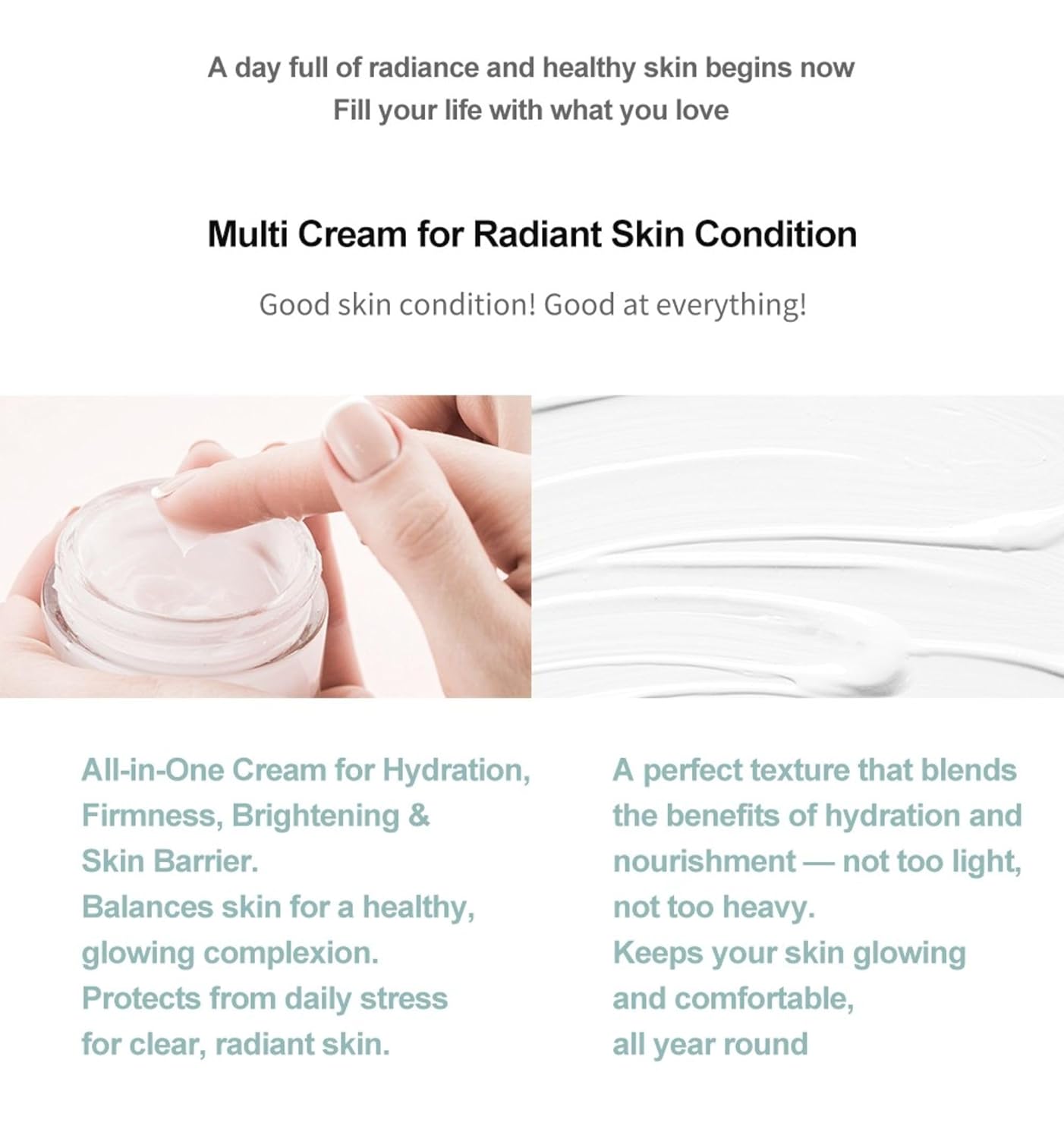 Moisture Cream - Lightweight K-Beauty Face Cream for Hydration | 50ml Daily Moisturizer for Makeup Prep