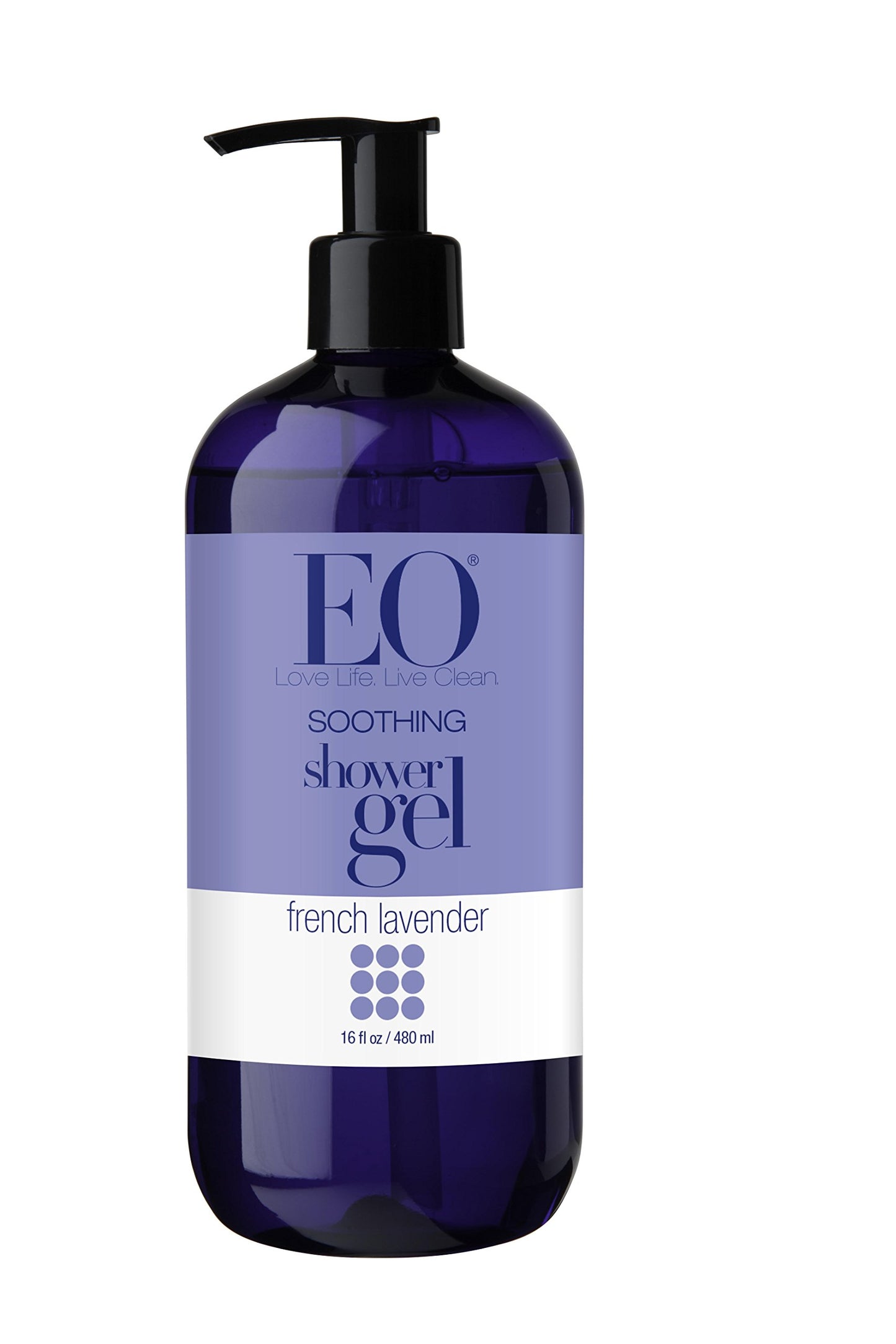 EO Shower Gel, 16 Ounce (Pack of 2), French Lavender, body wash made with Essential Oils for Men and Women