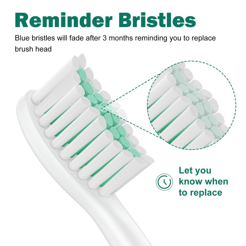 Replacement Toothbrush Heads for Philips Sonicare E-Series/Essence/Xtreme/Elite and Other Screw-on Models, 6 Pack, Medium Soft Dupont Bristles