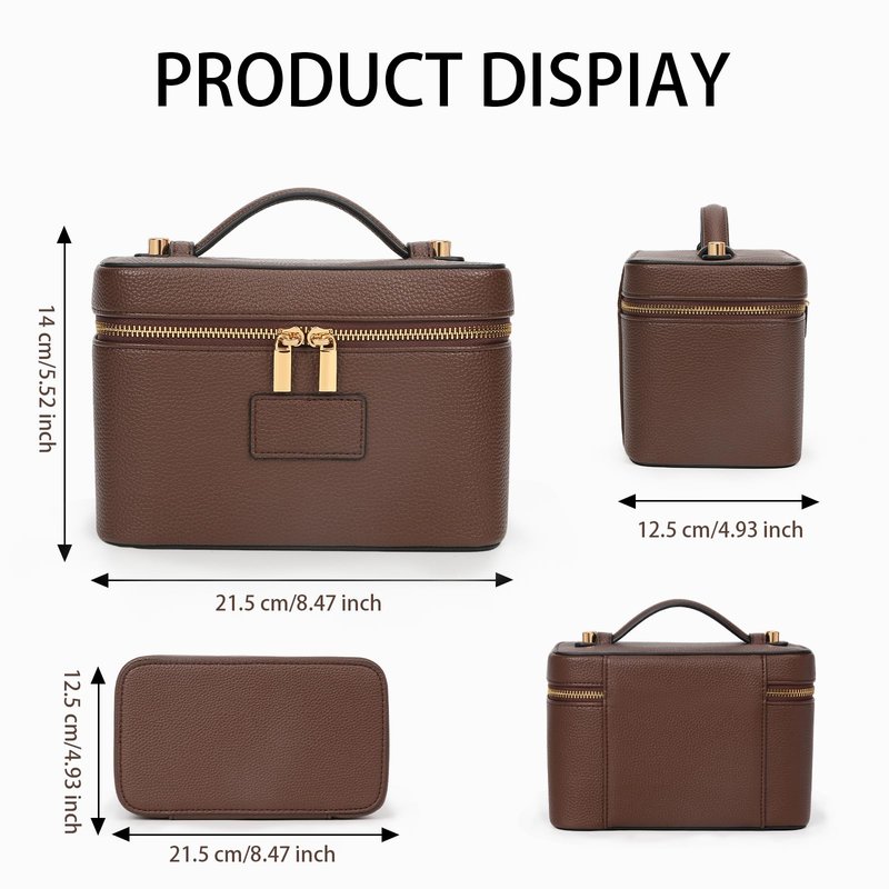 AnBlack Makeup Bag Vanity Case with Removable Divider Travel Toiletry Bag Portable Cosmetic Bag Makeup Organizer Case (Coffee)