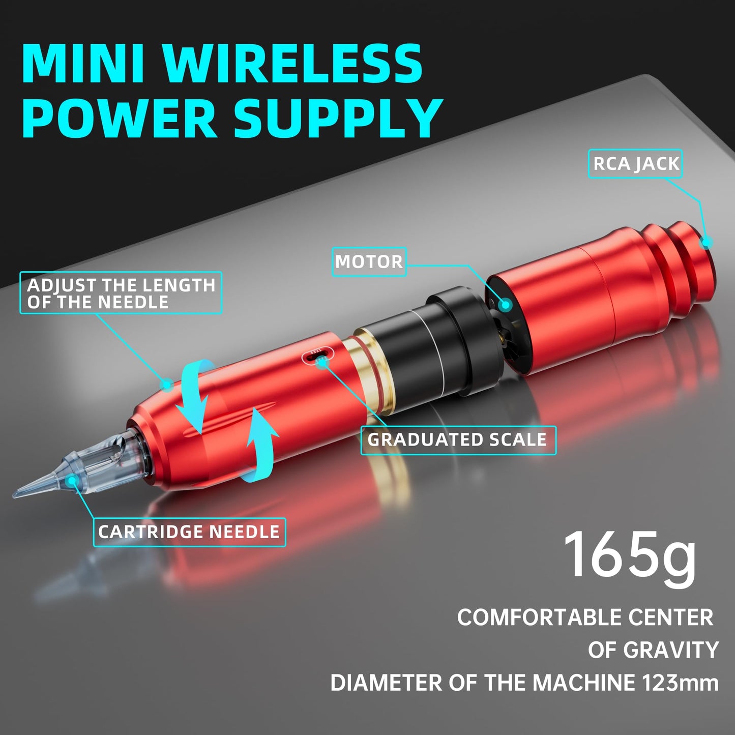 MIHERT Tattoo Gun Kit with Wireless Rotary Tattoo Machine, 1500mAh Battery, 20 Tattoo Cartridge Needles, 7 Tattoo Inks, Tattoo pen for Beginners and Professionals (Red)