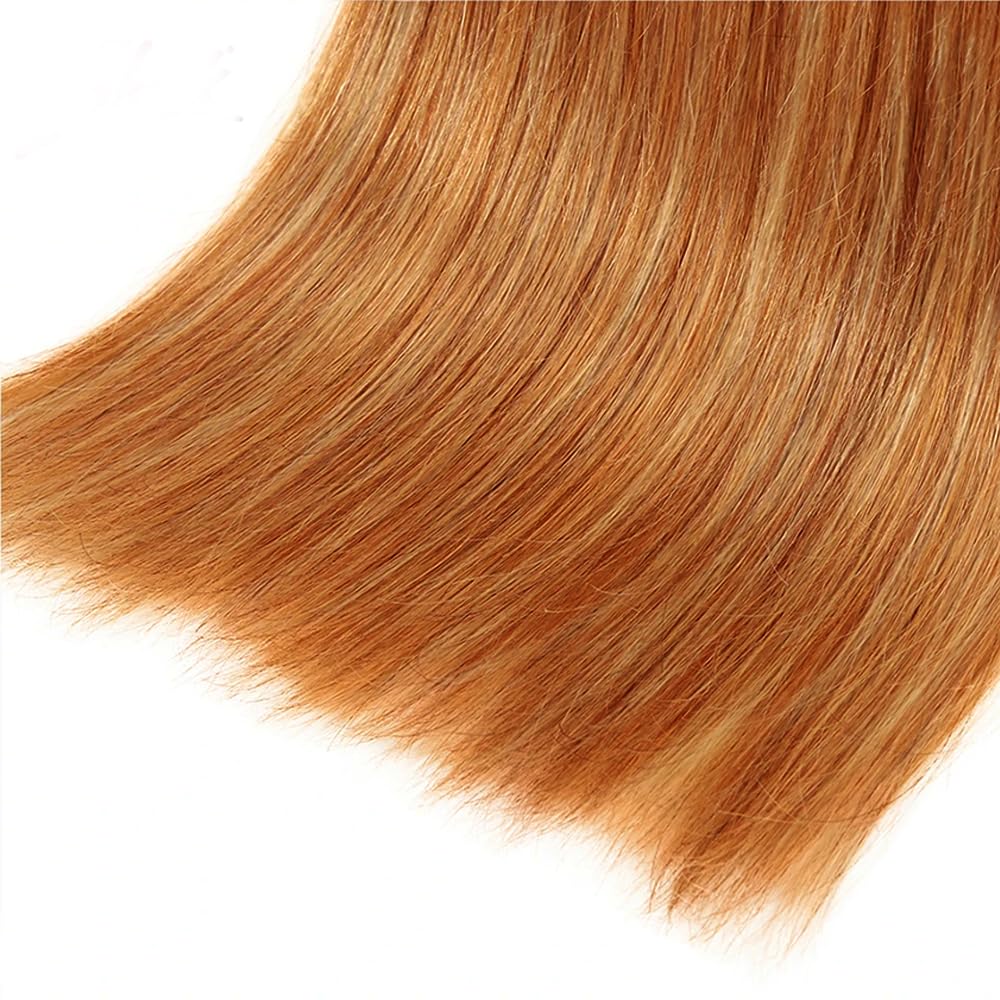 Color 27 Human Hair Bundles 27/30 Straight Bundle Highlight Bundle Human Hair Unprocessed Virgin Hair 3 Bundles 12 14 16 Inch