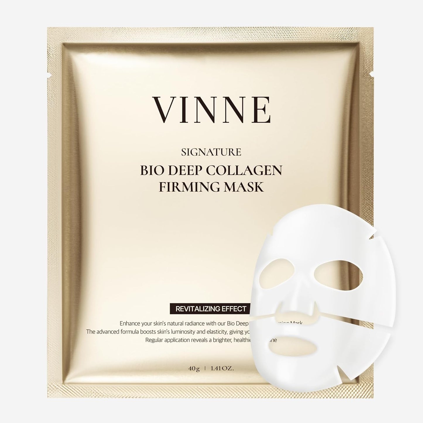 Bio Deep Collagen Firming Mask - Korean Hydrogel with 5,000ppm Collagen & Niacinamide | 4 Sheets, 1.41 oz