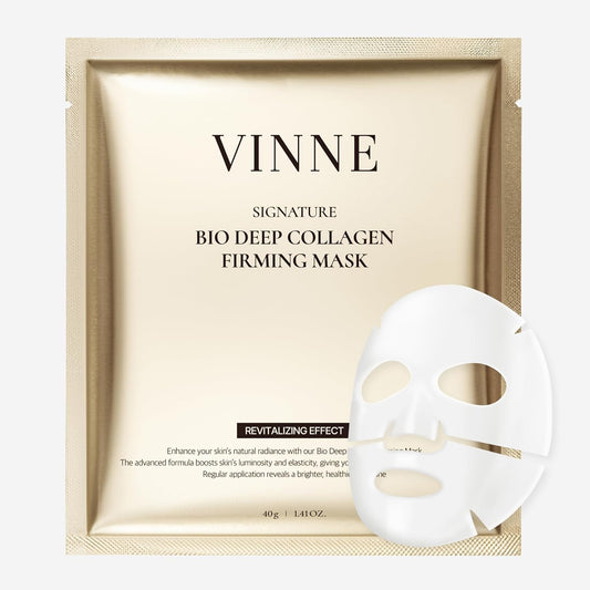 Bio Deep Collagen Firming Mask - Korean Hydrogel with 5,000ppm Collagen & Niacinamide | 4 Sheets, 1.41 oz