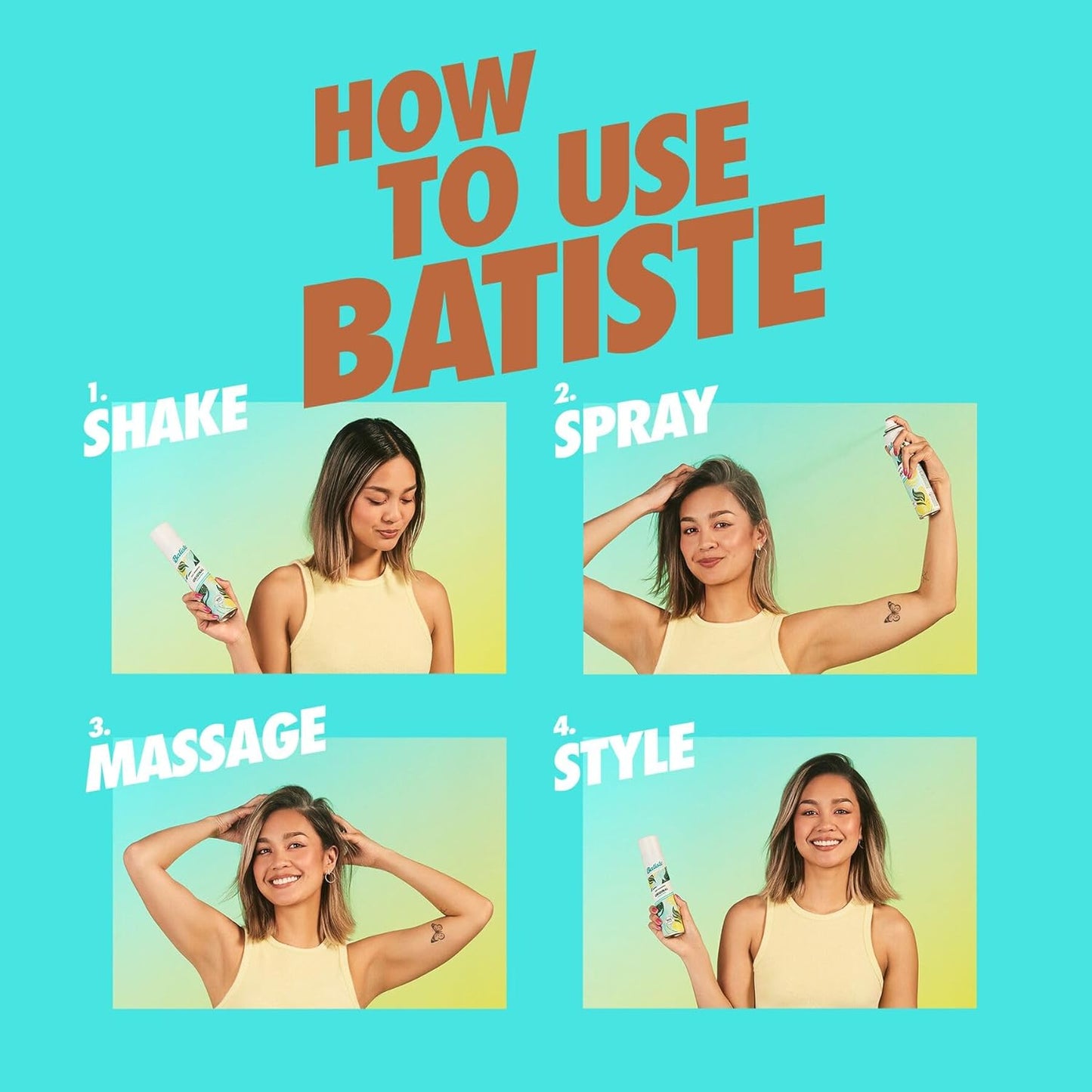 Batiste Tropical Dry Shampoo - Waterless Hair Cleanser | 3.81oz, 3-Pack for Refreshing Volume