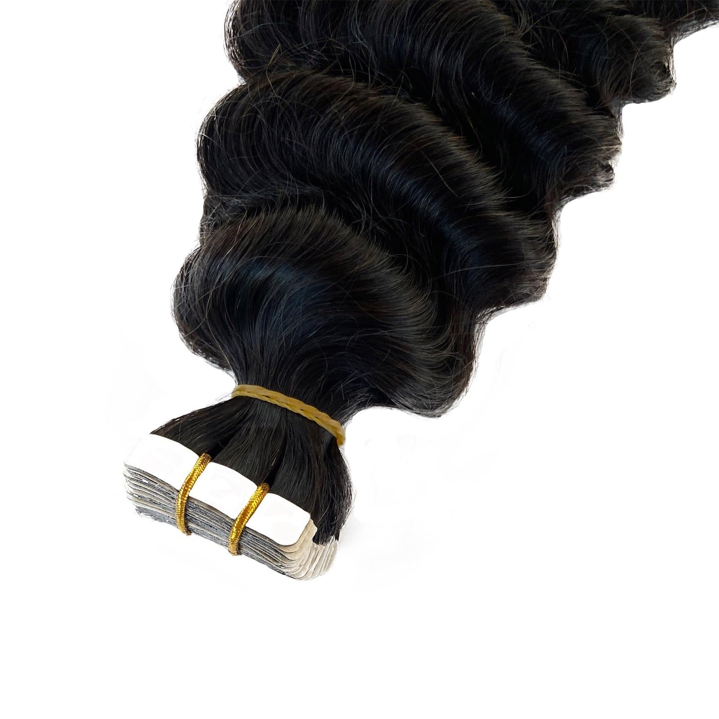 Deep Wave Tape in Hair Extensions Human Hair,20 Inch Black Hair Extensions Real Remy Human Hair Curly Tape ins for Black Women,20pcs Double Sided Invisible Tape Hair Extension 50g/pack