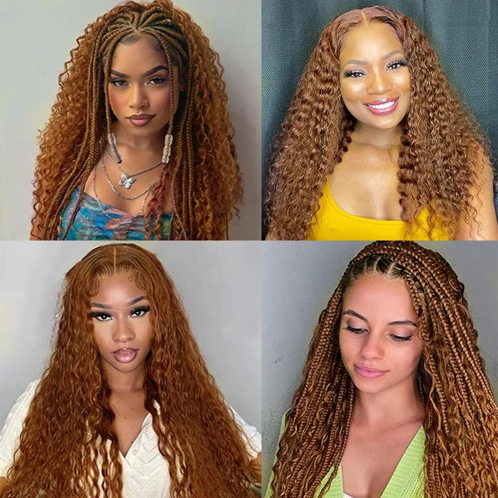 Xddnamei Augfst Virgin Weave Human Hair Bundles 300g Color 30 Light Brown Deep Wave Bundles Human Hair 8 10 12 Inch 11A Unprocessed Soft Sewn In Quick Weave Hair Bundles for Black Women