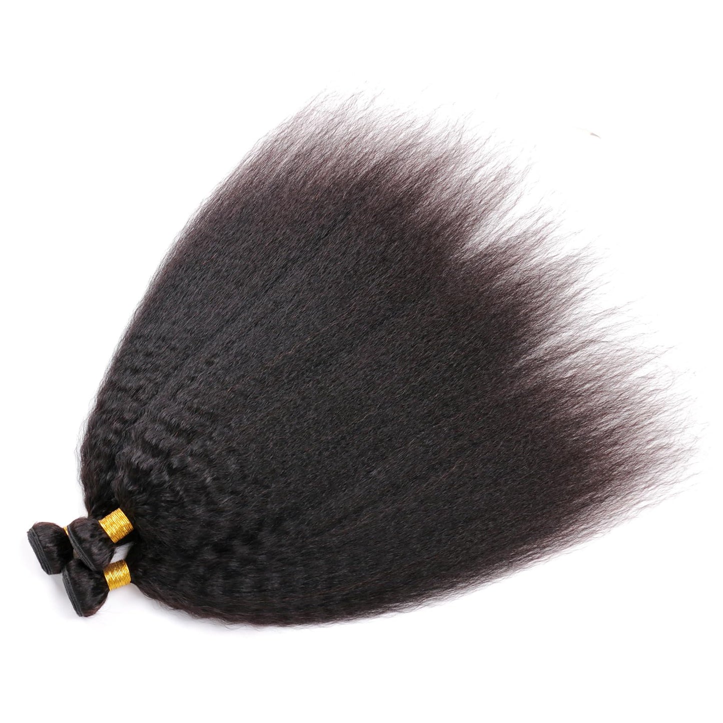 DAIMER Kinky Straight Human Hair Weave Unprocessed Virgin Hair Brazilian Yaki Straight Bundle Human Hair Weft Real Hair Extensions 16 Inch Natural Color