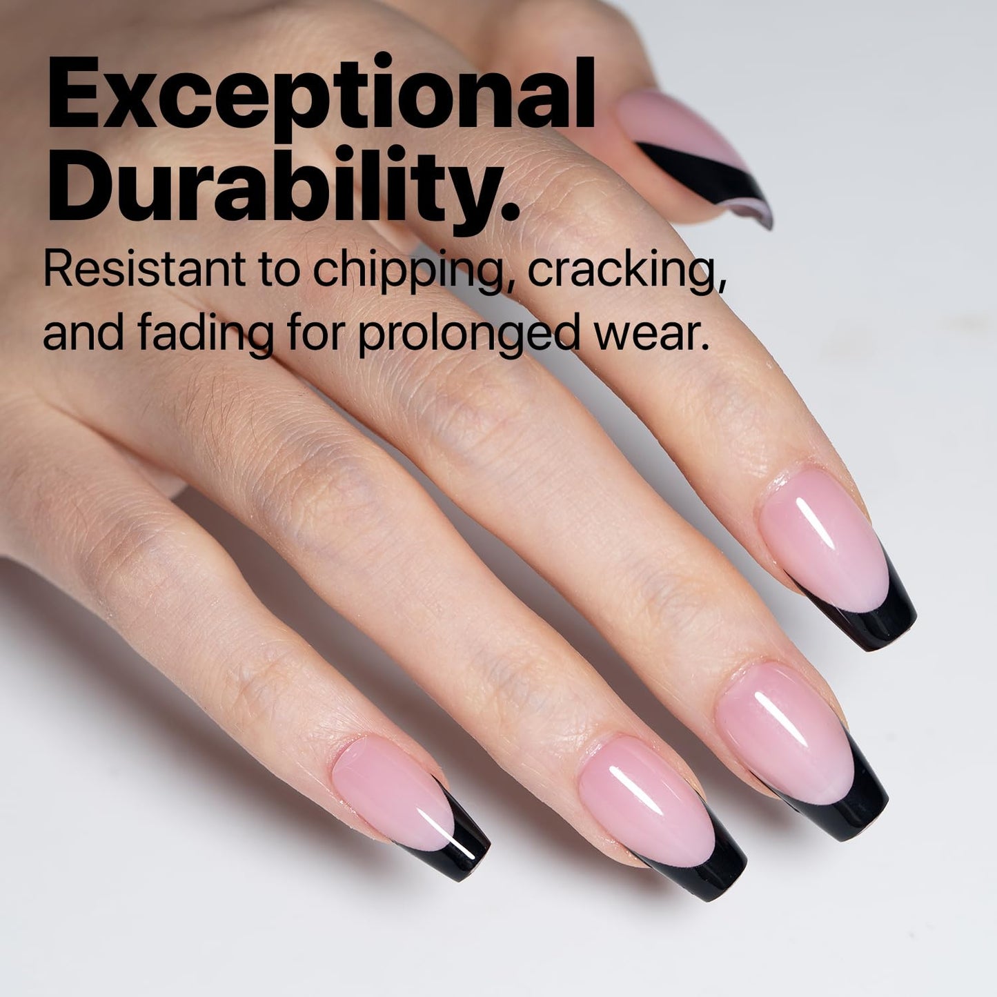 SXC Cosmetics French Tip Press On Nails – Black Series, Short Coffin, X-Pro Tips Starter Kit | 160PCS, 16 Sizes, 5 Styles, Beginner-Friendly
