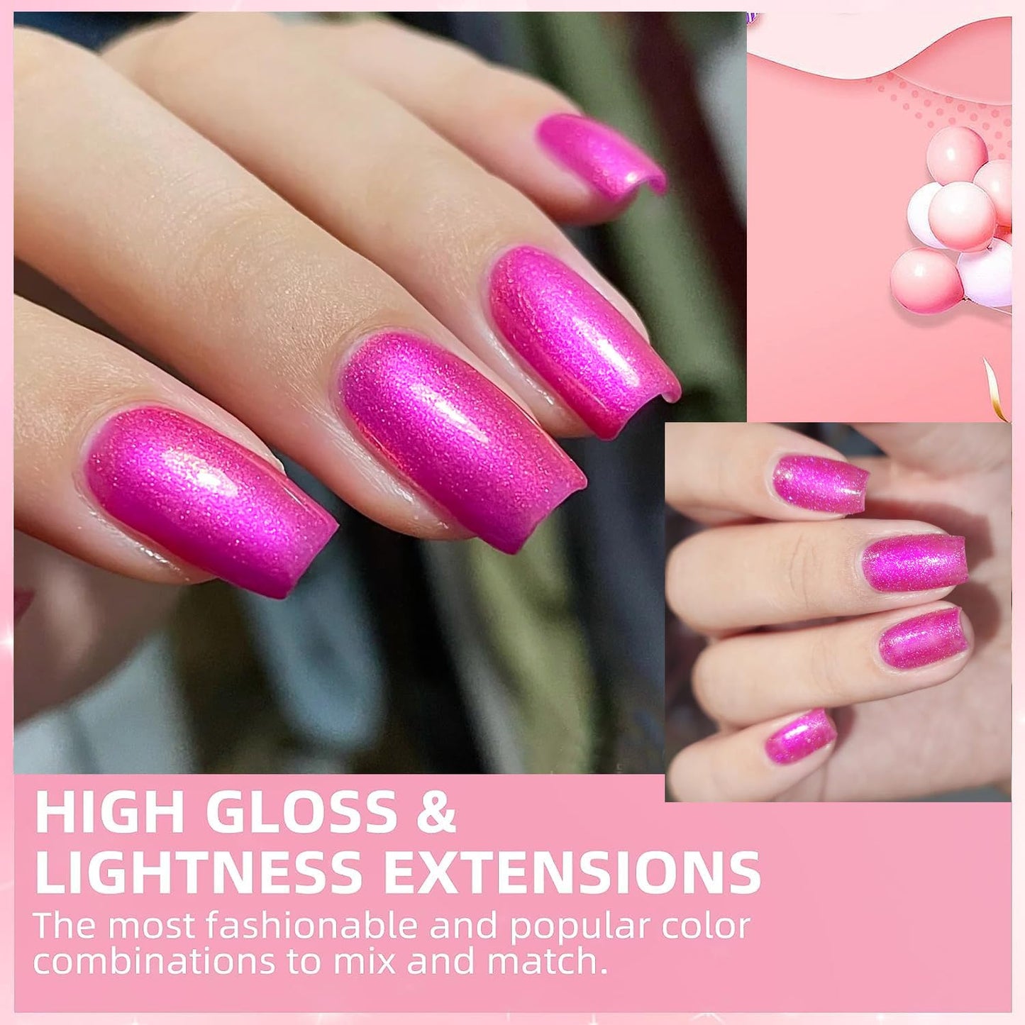 Quick Dry Nail Polish - Pearl Magenta Pink Summer Lacquer | 0.41 fl oz for Nail Art
