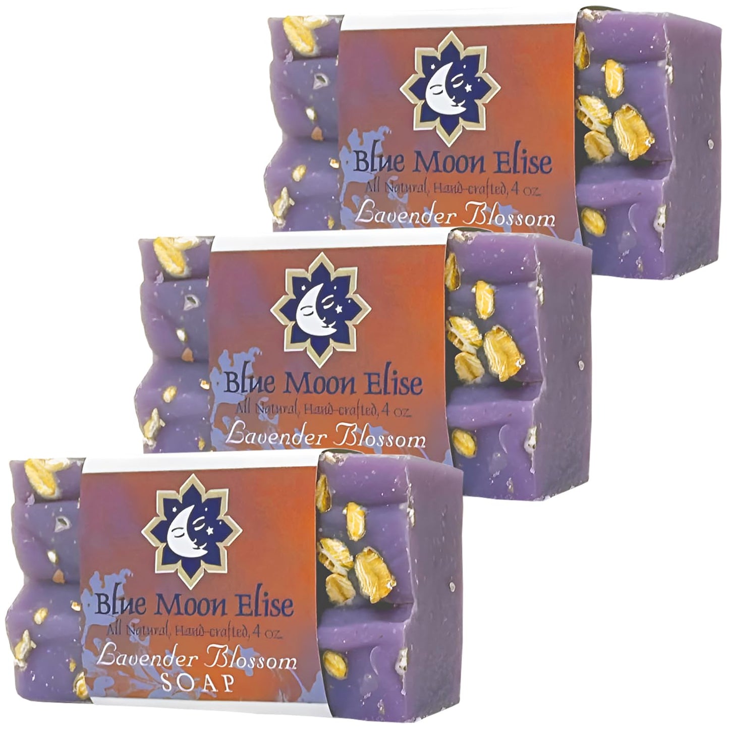 Blue Moon Elise Patchouli Sage All Natural Bar Soap, Scented with Premium Essential Oils, Handmade in the USA, Moisturizing and Therapeutic for Face/Body, For Men and Women & Sensitive Skin (5 Pack)