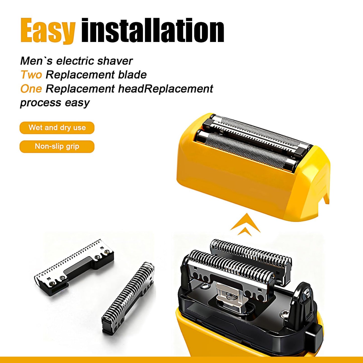 Shaver Replacement Foils Heads for Wahl Yellow Lifeproof Series 7061, 7045-100 Shavers (Yellow)