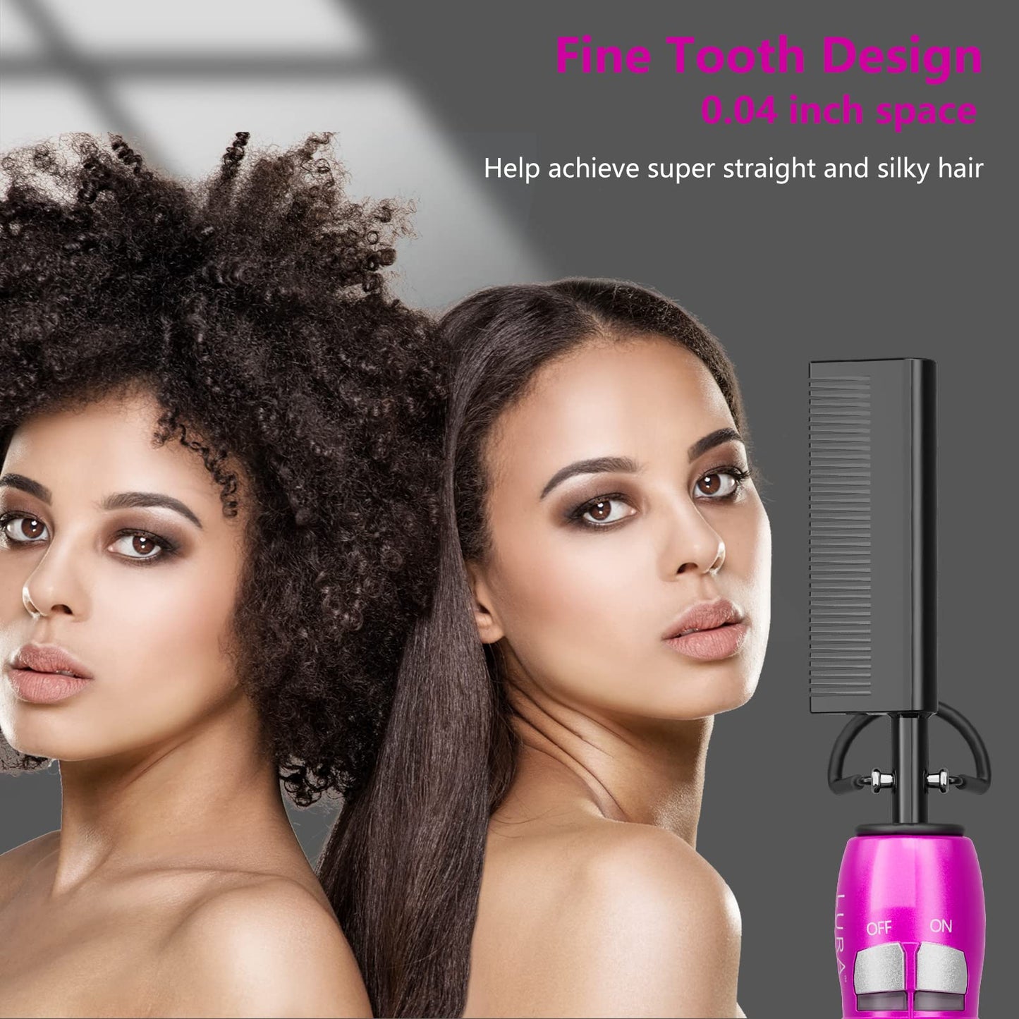 200-500°F Pink Hot Comb:Electric Hot Comb for Lace Front Wigs,Electric Pressing Combs for Black Hair,Electric Straightening Comb for African American Hair,