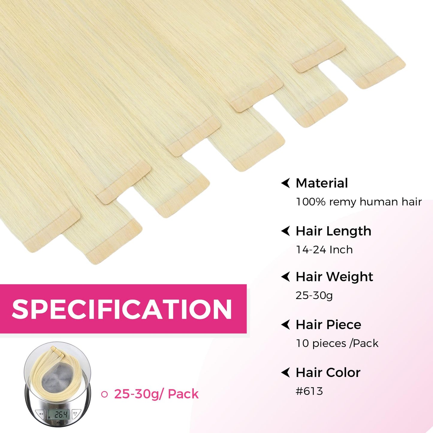 Lashey Tape in Hair Extensions 25g 10pcs 18 Inch Straight Balayage Natural Black to Light Blonde Highlighted Hair Extensions Tape in Hair for Women