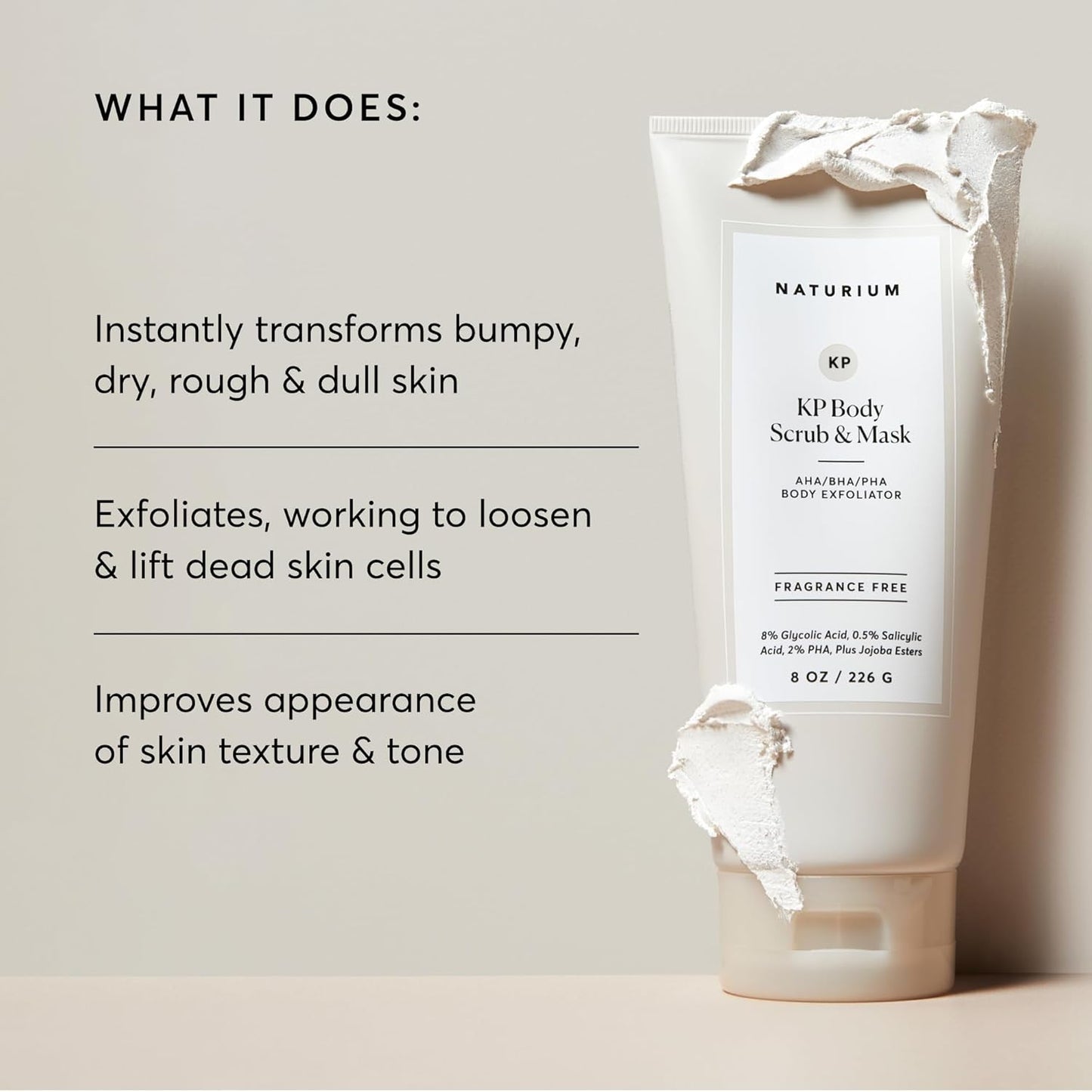 Naturium KP Body Scrub - Exfoliating Mask for Keratosis Pilaris | 8 oz Bump Eraser