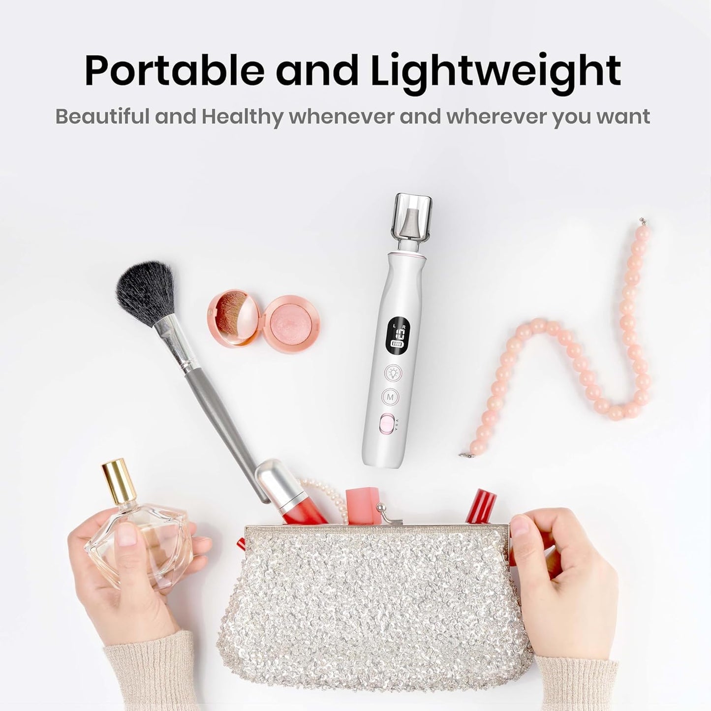 HSKAI Nail Drill, Electric Nail File with LCD & Lamp, Long-Lasting Thick Toenail Grind, Rechargeable & Cordless Toe Nail Tools for Women & Men Manicure and Pedicure Gifts