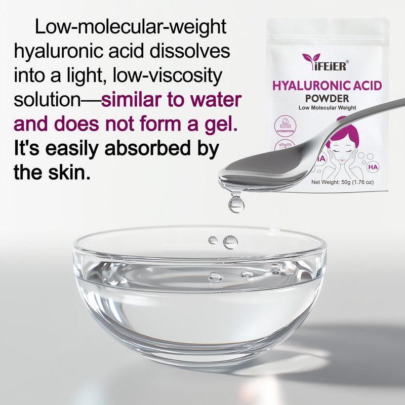 iFEiER Hyaluronic Acid Powder | Low Molecular Weight Hyaluronic Acid Powder | 50g(1.76oz) Cosmetics Grade | Sodium Hyaluronate HA | LMW HMW HA ingredient for DIY Serums