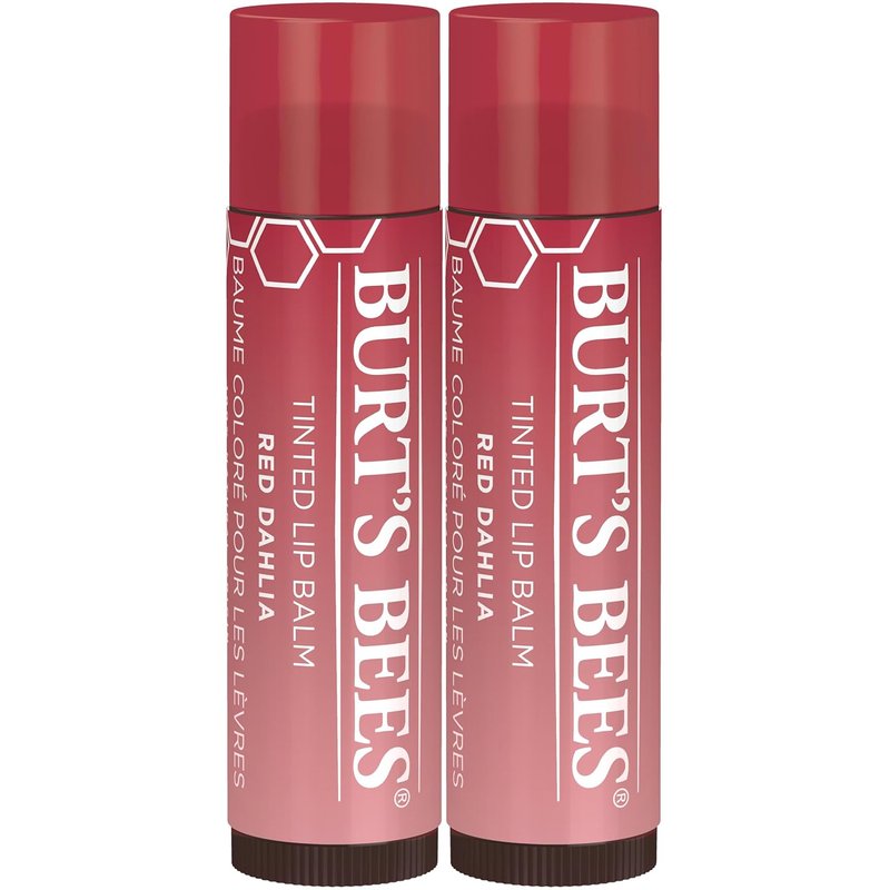 Burt's Bees Shimmer Lip Tint Set - Hydrating Tinted Lip Balm Sticks | Red Dahlia, 2-Pack
