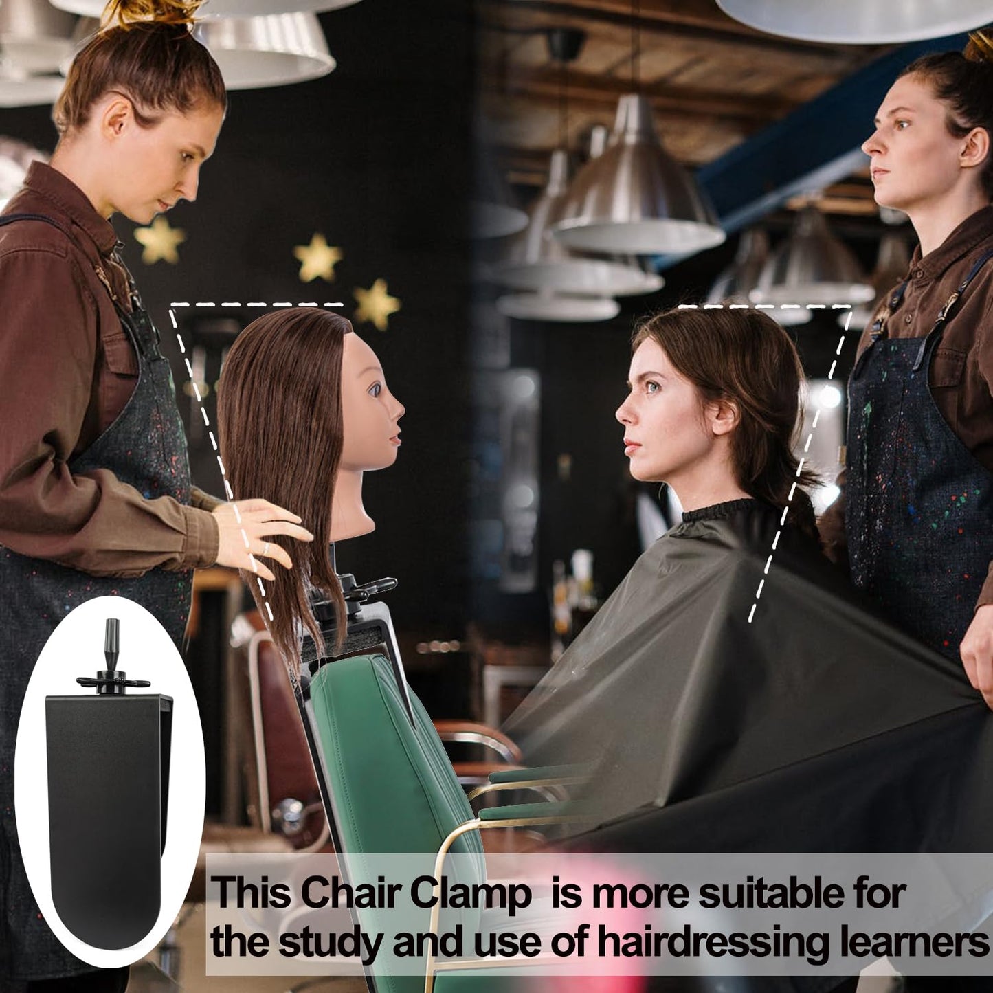poipoilu Mannequin Clamp Stand for Chair, Mannequin Head stand for Hairdresser Practice Braiding Hair Styling with Clamp stand (1 Pack)