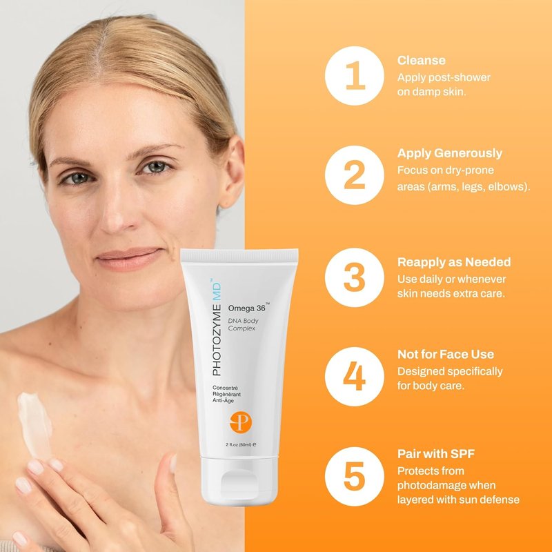 Photozyme Omega 36 Body Complex - Anti-Aging Body Cream with Omega 3 & 6 | Hydrating, Firming, Fragrance-Free - 2 fl oz