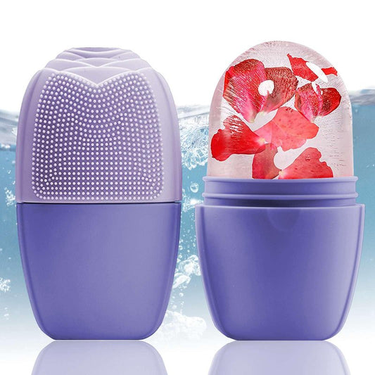 XHJRI Ice Face Roller Massager,Ice Cube Roller for Face, Eyes and Neck Naturally Conditioning and Skin Care,De-Puff Eye Bags,Reduce Migraine Pain,Reusable Massage Silicone Ice Mold (New Purple)