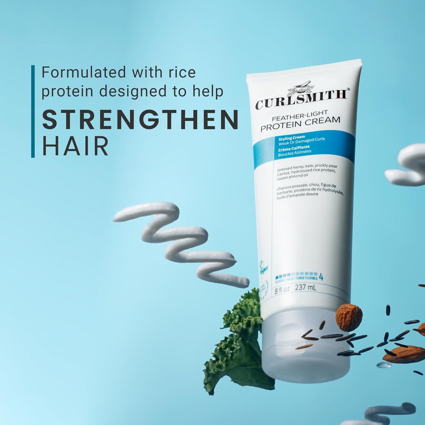 Feather Light Protein Cream - Flexible Hold Curl Cream for All Curl Types | Vegan & Cruelty-Free (8 oz)