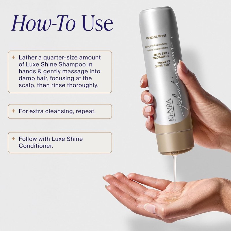 Kenra Platinum Luxe Shine Shampoo - Smoothing Shampoo for Frizzy Hair | Sulfate Free & Color Safe