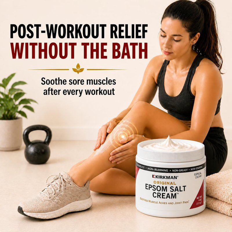 Kirkman – Epsom Salt Cream – 4oz Cream – Gluten Free – Casein Free