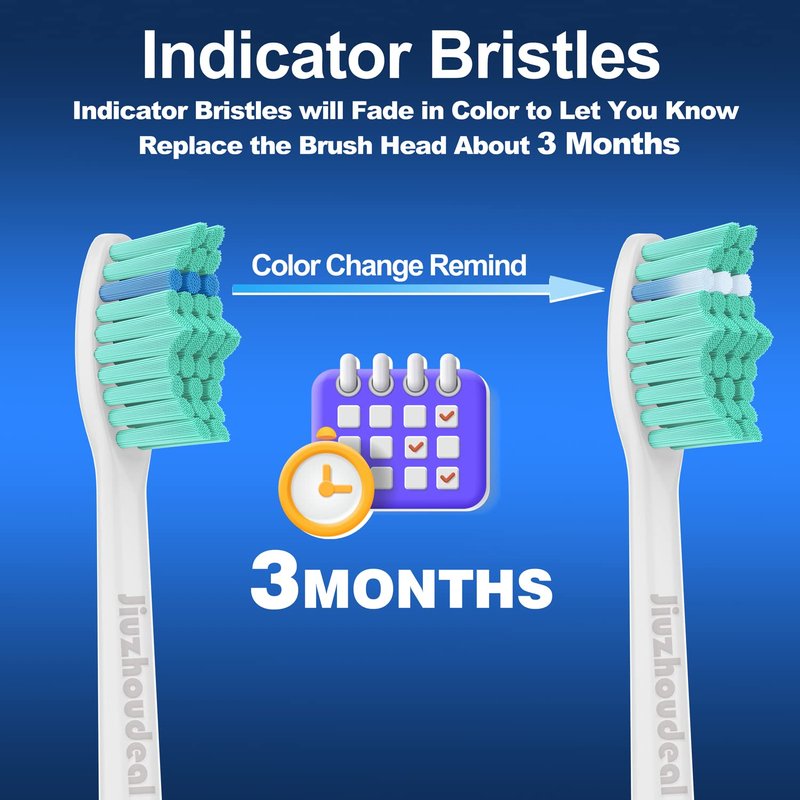Jiuzhoudeal Toothbrush Replacement Heads for Philips Sonicare E-Series, Essence, Elite, Advance, CleanCare Screw-on Electric Toothbrush Heads HX7022/66, 6 Pack
