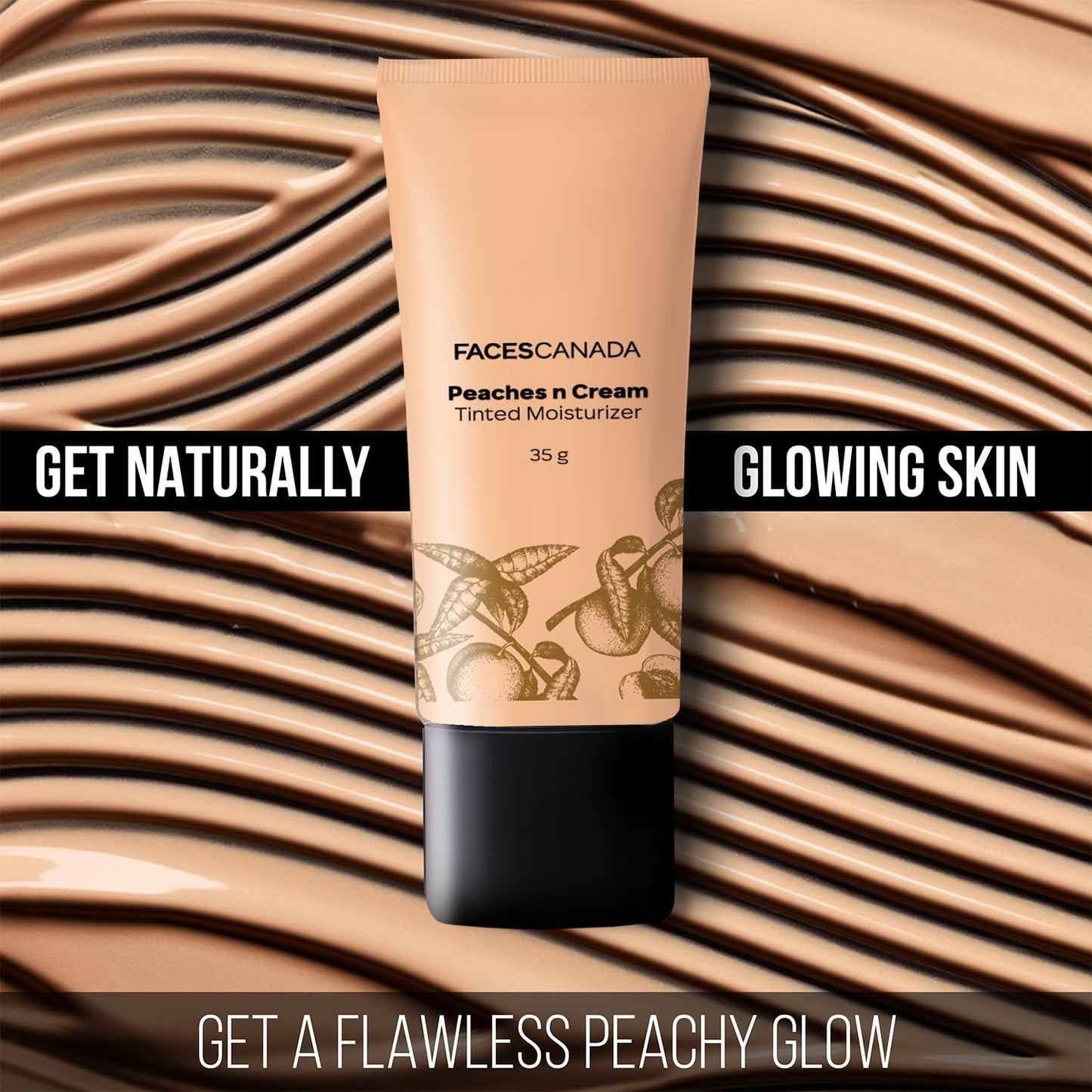 FACESCANADA Peaches n Cream Tinted Face Moisturizer | Lightweight Hydrating Formula with Natural Coverage & Radiant Glow | Blends Easily, Evens Skin Tone, Perfect for Daily Wear | 1.23 Oz (35g)