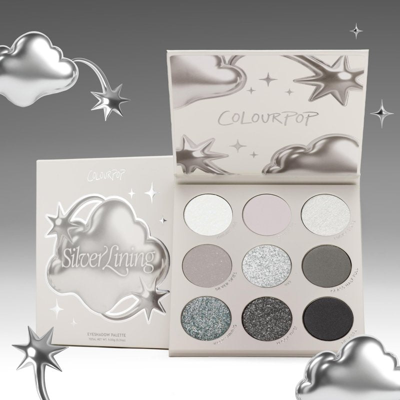 ColourPop Silver Lining Eyeshadow Palette - Cool Toned Silver, Grey, White & Black Eyeshadow Palette with Matte & Glitter Finishes - High-Pigment Smokey Eye Makeup with Longwear Formula (0.3 oz)