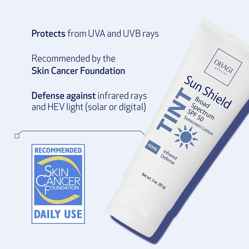 Obagi Sun Shield Tinted Sunscreen – Broad Spectrum SPF 50 Protection from the Sun – Cool Tint – 3 oz