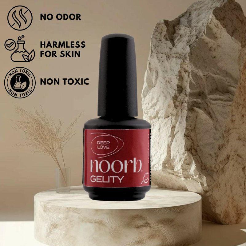 noorb beauty Red Gel Polish, Natural Odorless Gel Nail Polish with Organic Pigments, Soak Off UV Gel Nail Polish Colors in Red