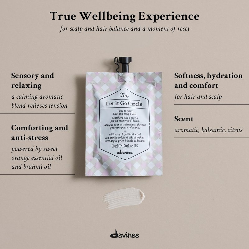 Davines The Let It Go Circle, Relaxing Scalp & Hair Mask - Softening & Moisturizing Treatment De-Stresses with Brahmin Oil & Sweet Orange - Weightless Hydration, 1.69 Fl Oz