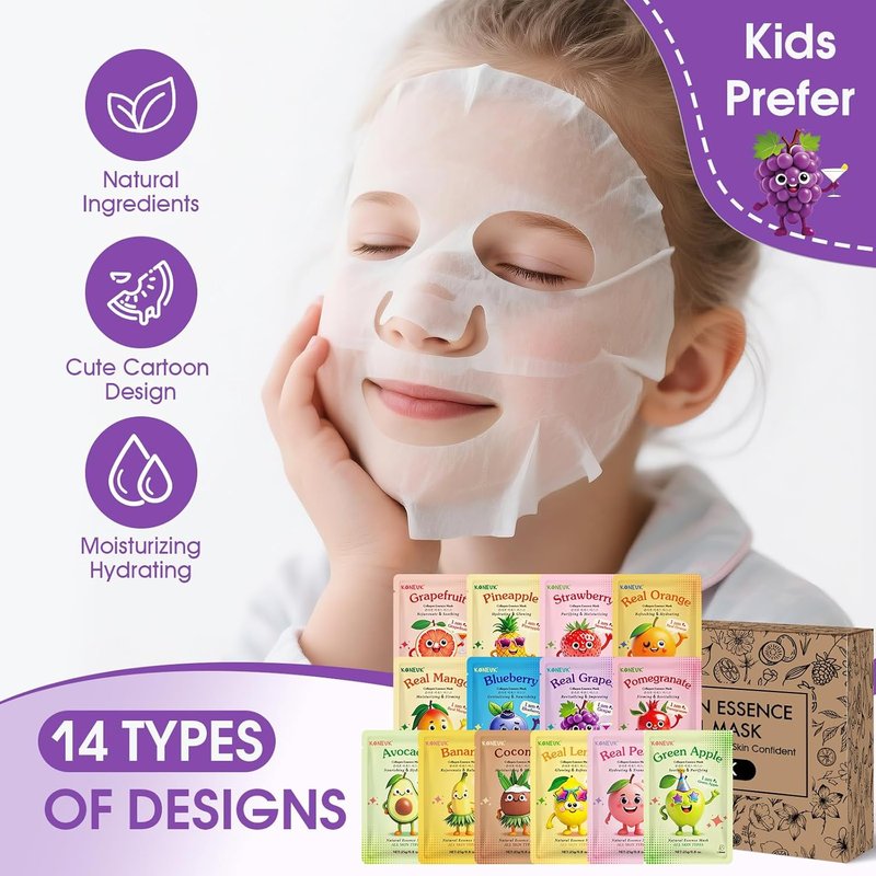 Collagen Hydrating Face Masks - 70 Pack Cute Fruit Sheet Masks | Spa Party Supplies for All Skin Types