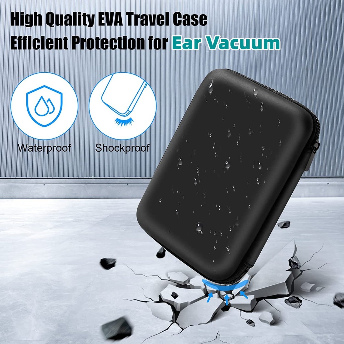 HIQUAY Ear Wax Vacuum Removal Tool, 6 Gear Strong Suction Electric Ear Cleaner Ear Vacuum Wax Remover, USB Charge Earwax Removal Kit Reusable Soft Silicone Ear Cleaning Kit Water Remover Tool (Black)