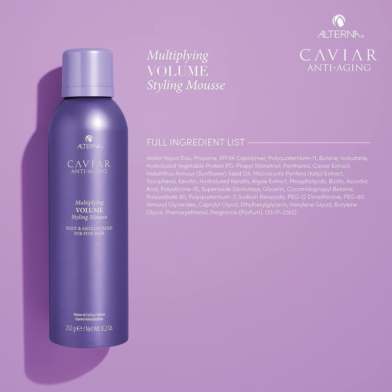 Alterna Haircare CAVIAR Anti-Aging Volume Styling Mousse - Medium Hold for Fine Hair | 8.2 Fl Oz