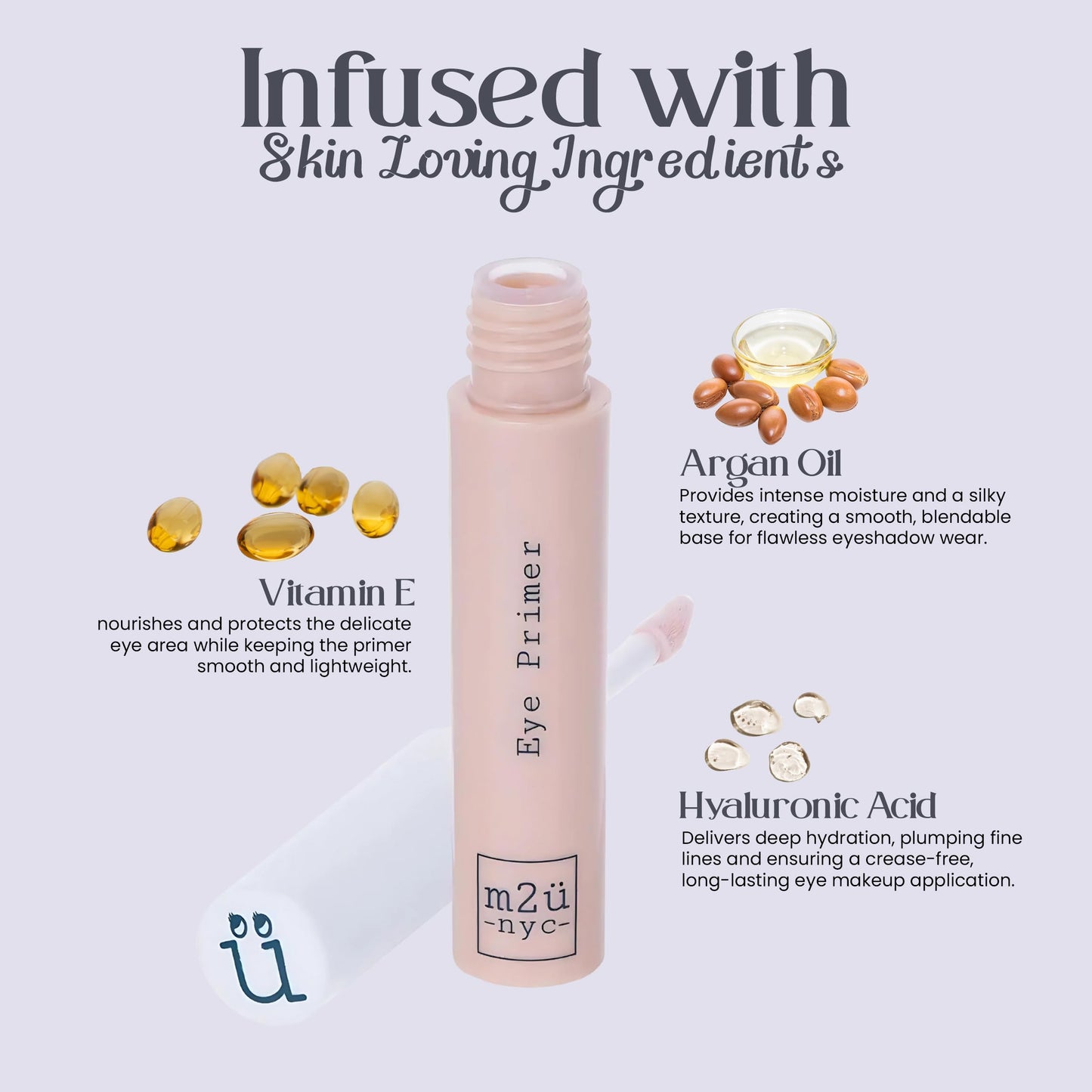 M2U NYC Eyeshadow Primer – Hydrating, Waterproof Eye Primer for Long-Lasting, Crease-Free Wear - Lightweight, Non-Greasy Formula with Hyaluronic Acid & Vitamin E for Smooth, Wrinkle-Filled Eyelids