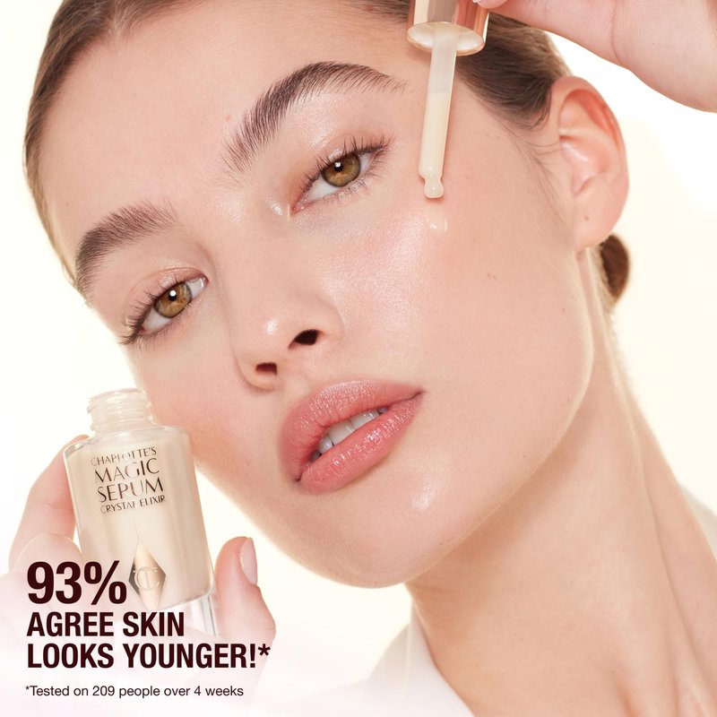 Charlotte Tilbury Magic Serum Crystal Elixir - Anti Aging Skincare Set - Face Firming Peptide, Brightening Vitamin C Serum & Glow-Boosting Niacinamide - Perfect for Gifting & Makeup Pairings (8ml)