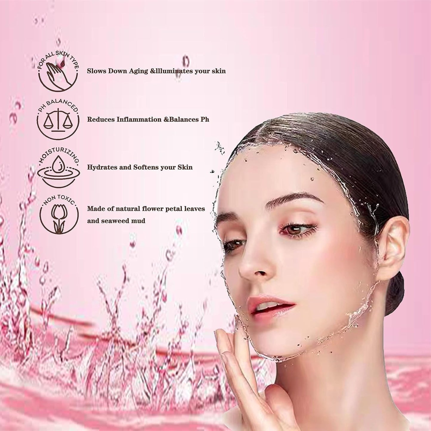 Hydrating Rose Facial Masks for Women - Moisturizing Sheet Masks for All Skin Types | 15-Pack