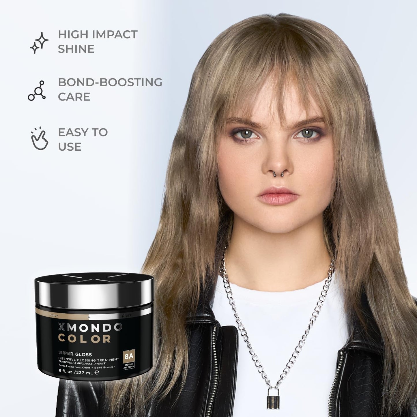 XMONDO Hair Intensive Glossing Treatment - Boost Shine, Repair, Vegan Formula, 8 Fl Oz 1-Pack