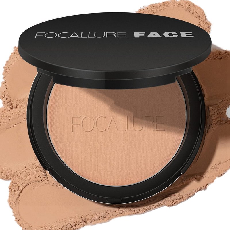 FOCALLURE Flawless Pressed Powder - Control Shine & Smooth Complexion | Long-Lasting Matte Finish, Wheat