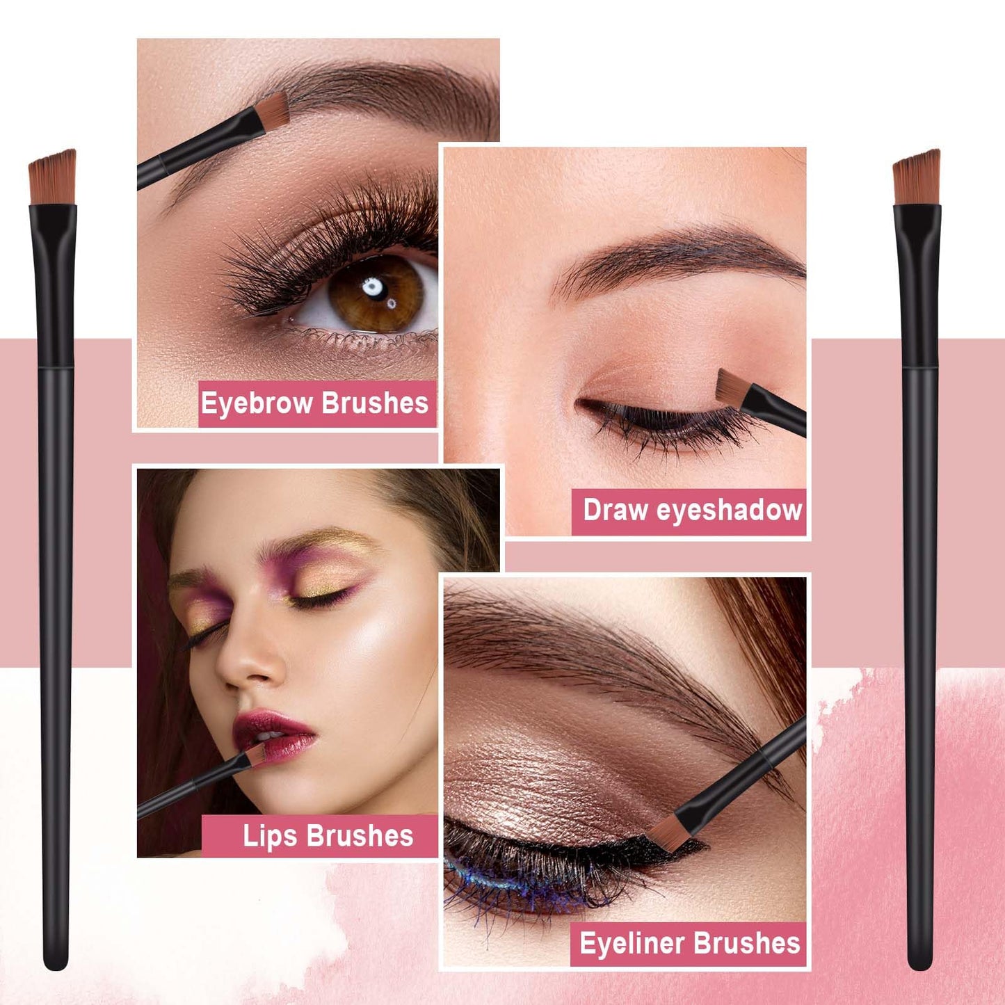 50 Pieces Angled Eyebrow Brushes Eyebrow Tint Brush Flat Tapered Eyebrow Concealer Brush Eye Shadow Applicator Sticks Disposable Eye Makeup Brushes