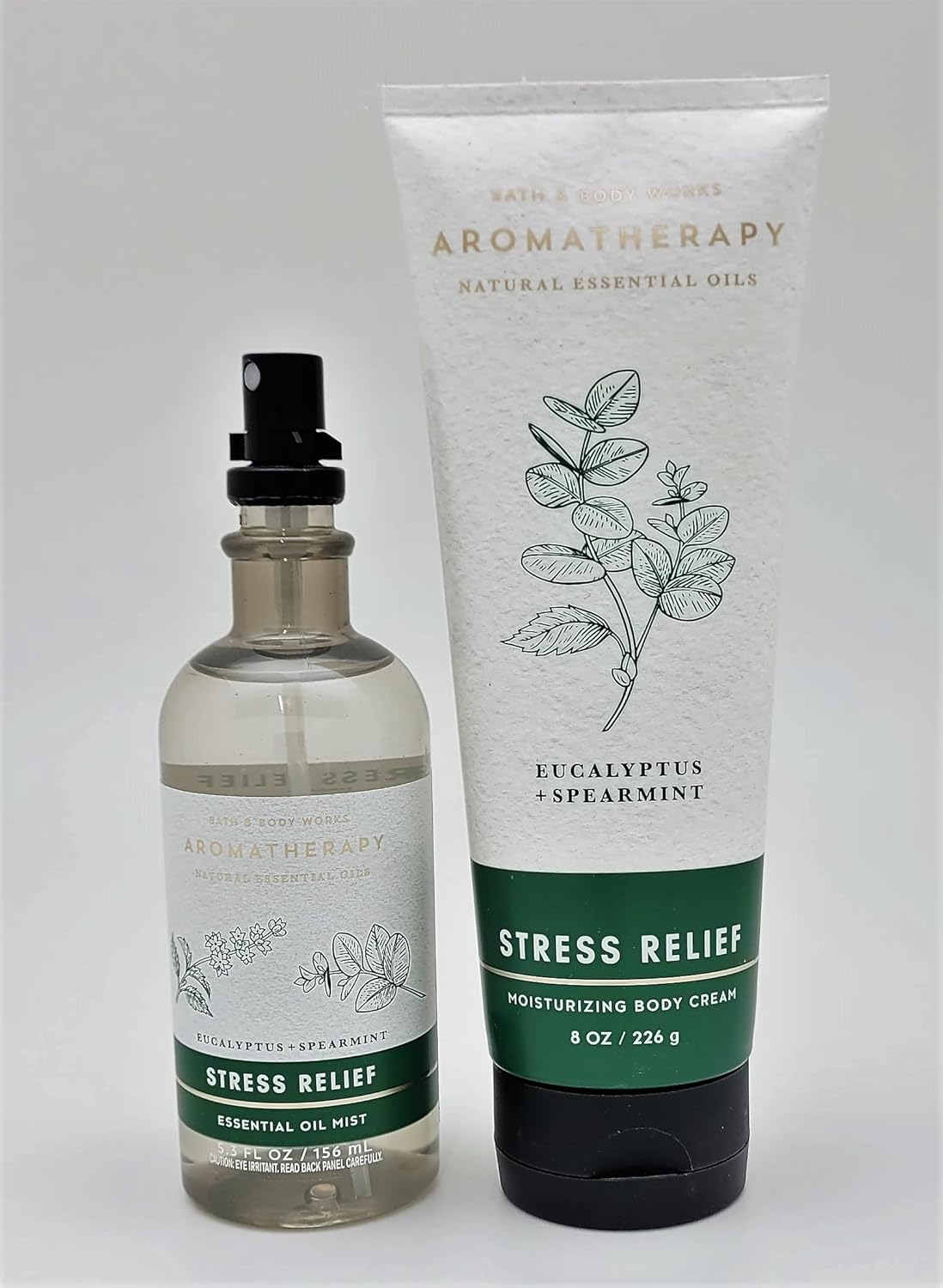 Aromatherapy Eucalyptus Spearmint Essential Oil Mist & Body Cream - Stress Relief Bundle | 5.3 fl oz & 8 oz