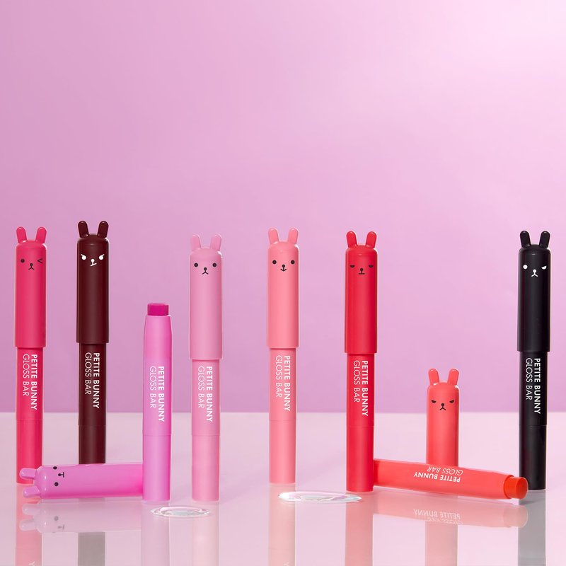 TONYMOLY Petit Bunny Lip Gloss 3 Pack – Easter Basket Stuffers for Girls, Cute Bunny Lip Gloss Set, Hydrating Korean Lip Crayon with Vitamin E, Moisturizing & Glossy Finish