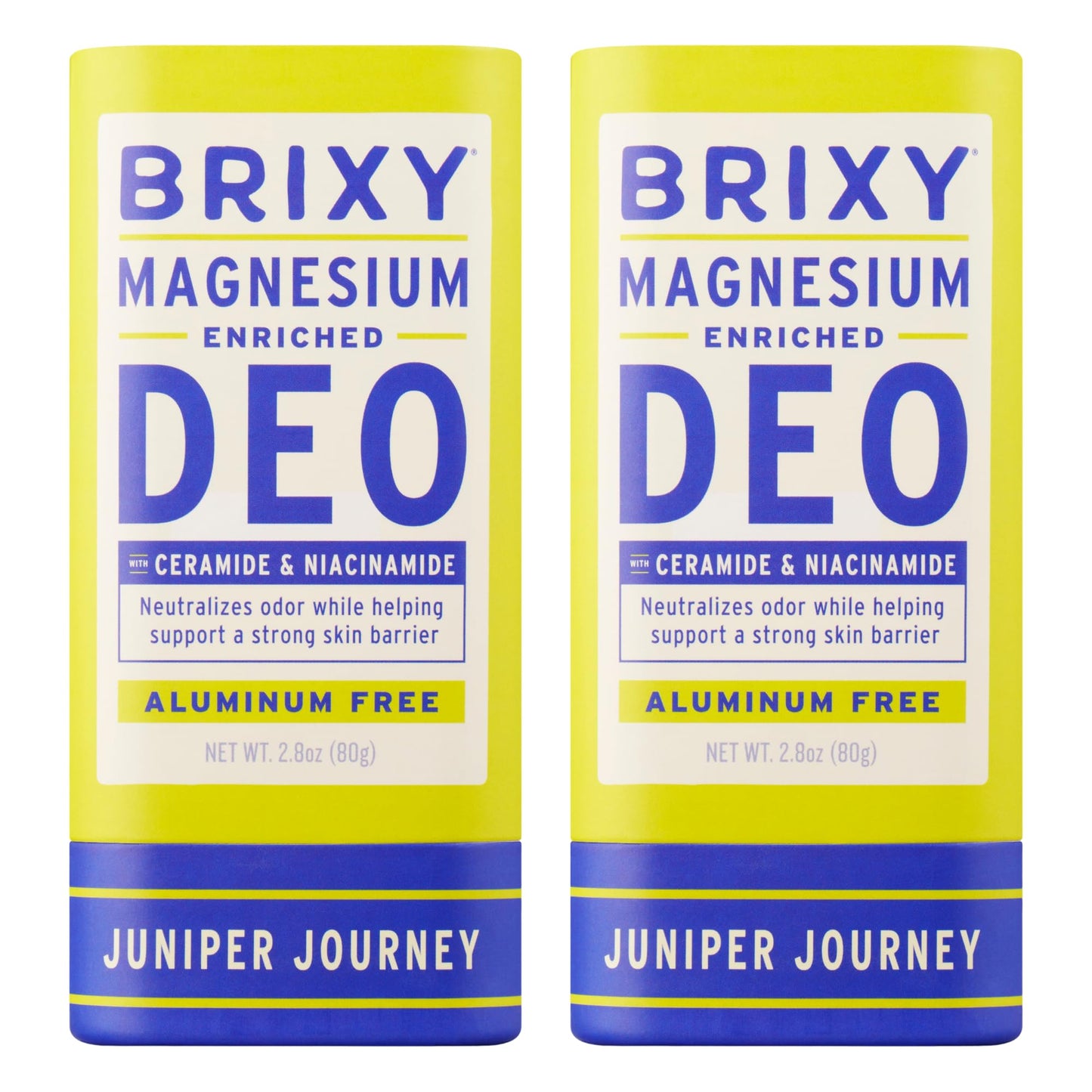 BRIXY Magnesium Deodorant, Ceramide & Niacinamide, Aluminum Free, Baking Soda Free, Plastic Free Packaging, Vegan and Certified Cruelty Free, Patent Pending