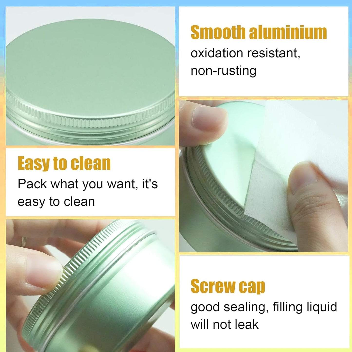 Aluminum Tins - 4oz Round Containers with Lids for Salves, Spices & Lotion Bars | 24 Pack - Pale Green