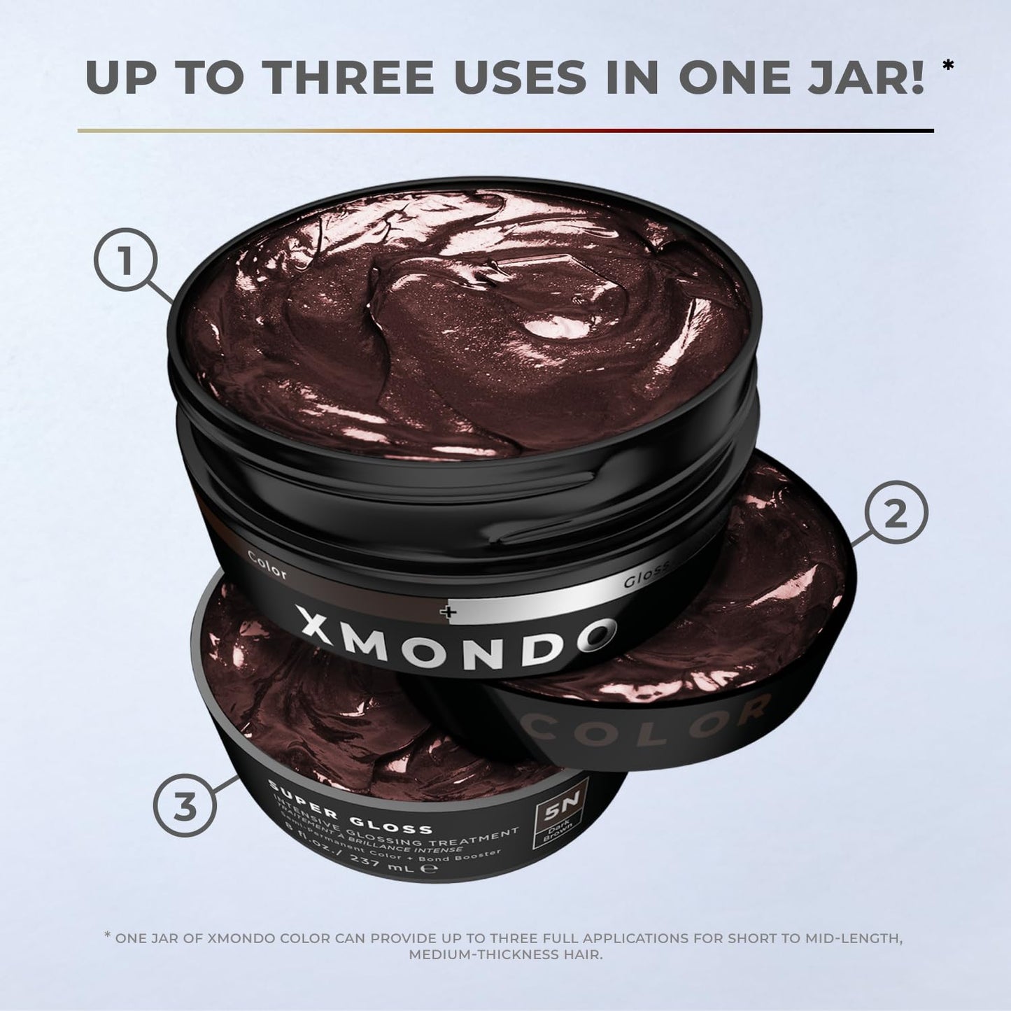 XMONDO Color 5N Dark Brown Color Depositing Mask & Glossing Treatment Infused with Bond Boosters for Nourishment, Revitalize & Repair, Vegan Formula, 8 Fl Oz