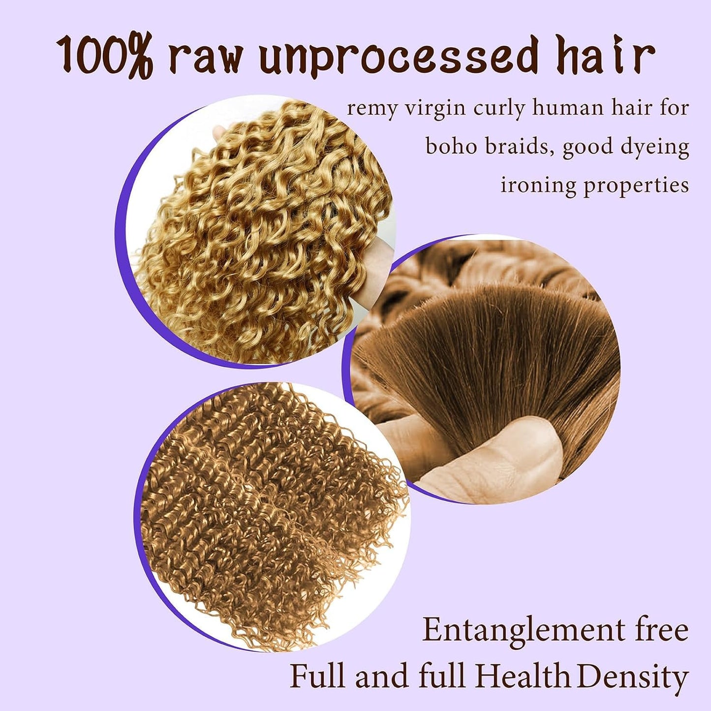 #27 Human Hair for Boho Braids - 14 Inch Curly Braiding Hair, 2 Bundles, 110g