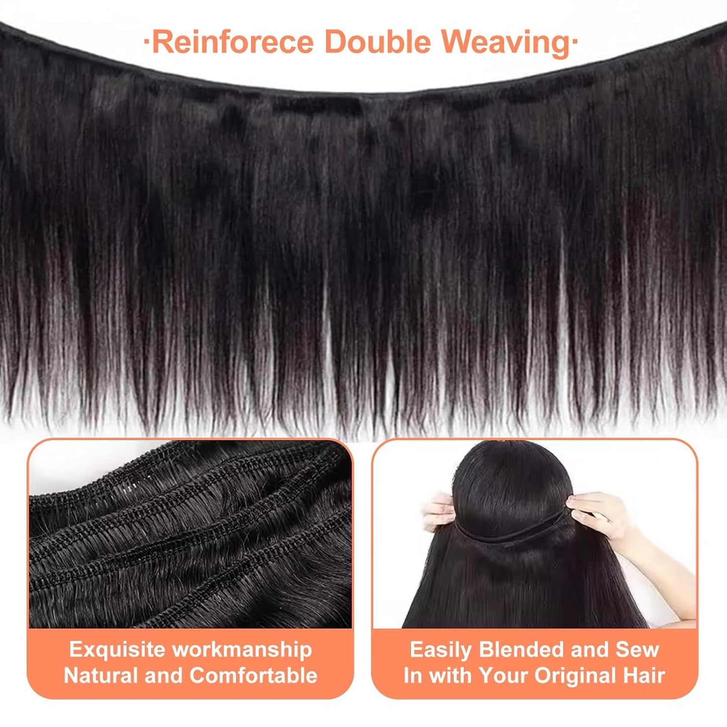 VIPbeauty Raw Straight Bundles Human Hair Bundles 14A Brazilian 1 Single Bundle Human Hair 100% Unprocessed Virgin Weave Bundles Human Hair Raw Remy Hair Bundles Natural Black 95g 20 Inch